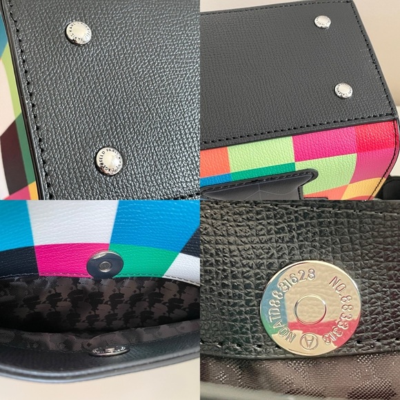 Karl Lagerfeld Paris Maybelle Satchel Multicolor Handle Crossbody Strap Bag (OY) - Picture 5 of 14